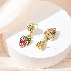 Brass Micro Pave Cubic Zirconia Dangle Stud Earrings for Women&nbsp;EJEW-A167-03B-G