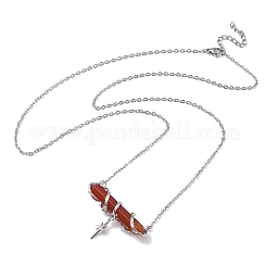 Natural & Synthetic Mixed Stone Faceted Pointed Bullet Wire Wrapped with Star Pendant Brass Cable Chain Necklaces&nbsp;NJEW-P351-01P