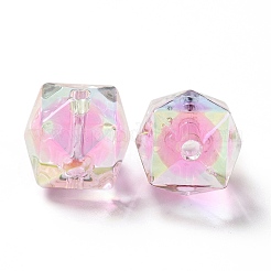 Two Tone UV Plating Rainbow Iridescent Acrylic Beads&nbsp;TACR-D010-02C