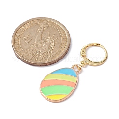 Easter Egg Alloy Enamel Pendant Decoration&nbsp;HJEW-JM01310-02