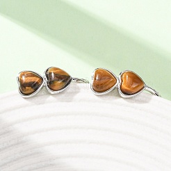 Valentine's Day Heart Natural Tiger Eye Stud Earrings&nbsp;EJEW-T053-01P-11