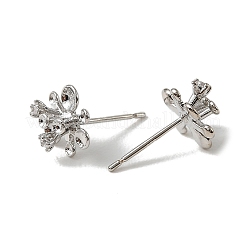 Brass Cubic Zirconia Stud Earring Settings&nbsp;CU-CBA53F6-01P