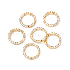 Rack Plating Brass Micro Pave Clear Cubic Zirconia Spring Gate Ring&nbsp;ZIRC-C040-25G
