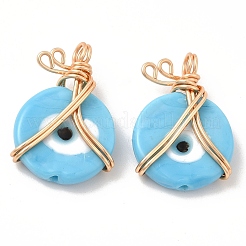 Wire Wrapped Handmade Lampwork Pendants&nbsp;KK-E076-03G-02