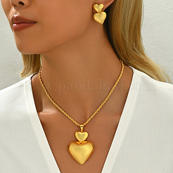 Luxury Alloy Double Heart Earrings & Necklaces Sets for Women&nbsp;WC9447
