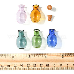 10Pcs 5 Colors Oval Glass Cork Bottles Ornament&nbsp;DJEW-FS0001-01
