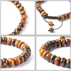 Adjustable Natural Tiger Eye Braided Bead Bracelets&nbsp;BJEW-F369-A06