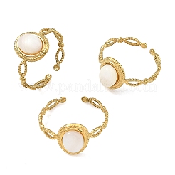 304 Stainless Steel Shell Cuff Open Rings&nbsp;RJEW-JR01111-01