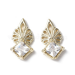 Brass Micro Pave Clear Cubic Zirconia Cabochons&nbsp;KK-A174-09G