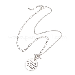 Alloy Disc with Word Pendant 304 Stainless Steel Mixed Chain OT Necklaces&nbsp;NJEW-JN05867