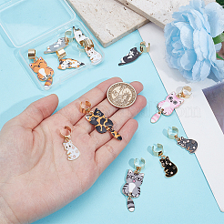 12Pcs 12 Styles Cat Alloy Enamel Stethoscope Pendant Decorations&nbsp;HJEW-OC00132