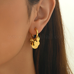 Stainless Steel Flat Round Chandelier Earrings&nbsp;X-JB5555