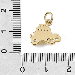 Brass Micro Pave Clear Cubic Zirconia Charms&nbsp;CU-CBAEEA8-30G