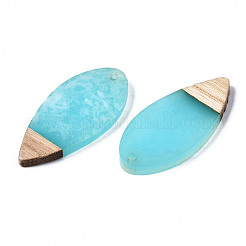 Transparent Resin & Walnut Wood Pendants&nbsp;RESI-T035-27-A02