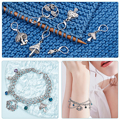 16Pcs 8 Style Mushroom Tibetan Style Alloy Pendant Stitch Markers&nbsp;HJEW-NB00018