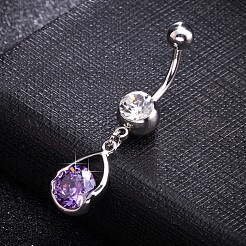 Brass Cubic Zirconia Navel Ring&nbsp;AJEW-EE0004-47C