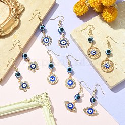 Resin Evil Eye Dangle Earrings with Rhinestone&nbsp;EJEW-JE05361
