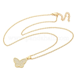 Brass Micro Pave Clear Cubic Zirconia Pendants Necklaces&nbsp;NJEW-M088-03G-02