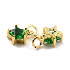 Brass Cubic Zirconia Charms&nbsp;KK-A156-05G-RS