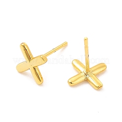 Brass Hollow Out Initial Letter Stud Earrings&nbsp;EJEW-A044-01G-X