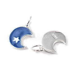 925 Sterling Silver Enamel Moon with Star Charms&nbsp;STER-G050-04S