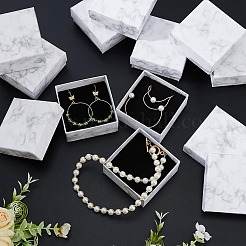 25Pcs Square Marble Print Paper Jewelry Gift Box&nbsp;CON-FI0001-01