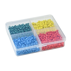 800pcs 4 Colors Baking Paint 15/0 Glass Round Seed Beads&nbsp;SEED-FS0001-21B