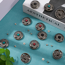 12 Sets 3 Colors Alloy Decorative Rivets&nbsp;FIND-GF0006-34
