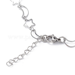Non-Tarnish 304 Stainless Steel Star & Moon Link Chain Anklets for Men Women&nbsp;STAS-B039-15P