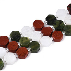 Natural Canada Jade & Red Jasper & Rainbow Moonstone Beads Strands&nbsp;G-T144-17A-01