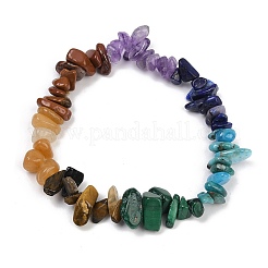 Chakra Natural Mixed Gemstone Chips Stretch Bracelets for Women&nbsp;BJEW-JB11633-01
