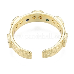 Colorful Cubic Zirconia Skull Open Cuff Rings&nbsp;RJEW-G261-07G