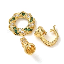 Brass Micro Pave Cubic Zirconia Fold Over Clasps&nbsp;KK-D259-05G