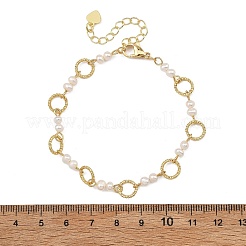 Brass Open Jump Rings & Potato Natural Cultured Freshwater Pearl Link Bracelets for Women&nbsp;BJEW-JB14114