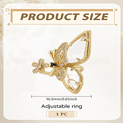 1Pc Brass Rhinestone Cuff Rings&nbsp;RJEW-LP0002-82