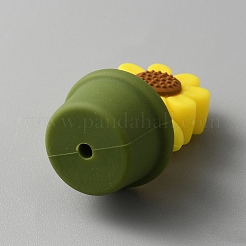 Sunflower Pot Food Grade Eco-Friendly Silicone Beads&nbsp;SIL-TAC0002-17A