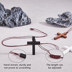 30Pcs 3 Corss Religion Wood Pendant Necklaces for Women&nbsp;NJEW-DC00012