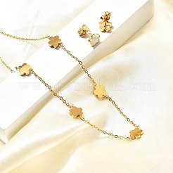 Flower 304 Stainless Steel Shell Necklaces & Stud Earring Set for Women&nbsp;SJEW-C007-05G