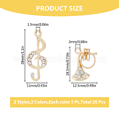 20Pcs 4 Style Rack Plating Alloy Rhinestone Pendants&nbsp;ALRI-FH0001-15