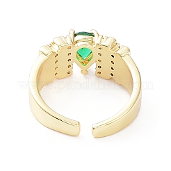 Cubic Zirconia Teardrop Open Cuff Ring&nbsp;RJEW-G287-03G-01