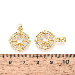 Brass Micro Pave Clear Cubic Zirconia Pendants&nbsp;KK-N259-06G