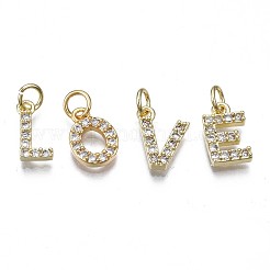 Brass Micro Pave Clear Cubic Zirconia Charms&nbsp;KK-N241-001-NR