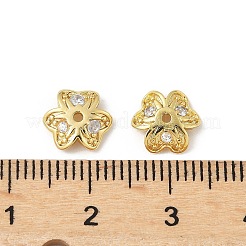 Brass Micro Pave Clear Cubic Zirconia Bead Cap&nbsp;KK-V015-15G-01