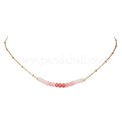 Dyed Natural Malaysia Jade Faceted Rondelle Beaded 304 Stainless Steel Satellite Chain Necklaces for Women&nbsp;NJEW-JN05783-01