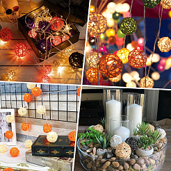 32Pcs 12 Styles Wicker Rattan Balls&nbsp;AJEW-SC0004-27