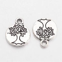 Tibetan Style Alloy Flat Round with Tree Charms&nbsp;TIBEP-Q043-313-RS