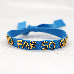 Word So Far So Good Glass Seed Beaded Cord Bracelet&nbsp;BJEW-A121-58