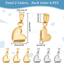 12Pcs 2 Colors 304 Stainless Steel Charms&nbsp;STAS-GO0001-05