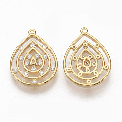 Brass Micro Pave Clear Cubic Zirconia Pendants&nbsp;ZIRC-Q021-010G-NF