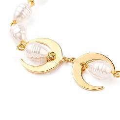 Brass Crescent Moon Bracelets&nbsp;BJEW-JB05557
